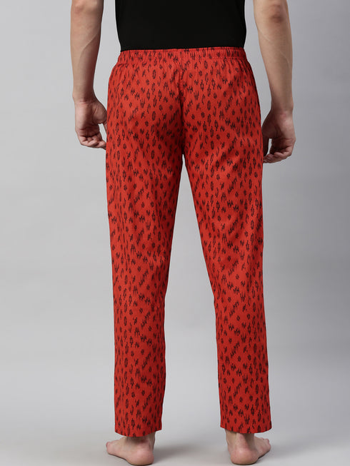 Rust Orange Printed Pyjamas